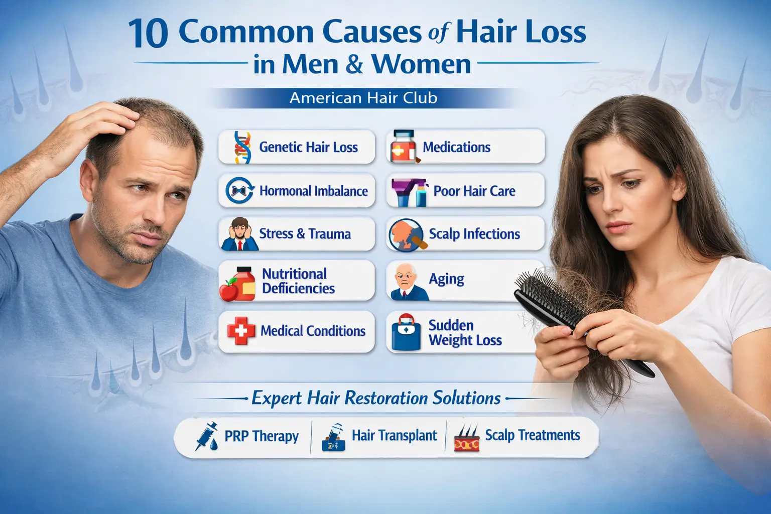 0 common causes of hair loss in men and women explained by American Hair Club specialists